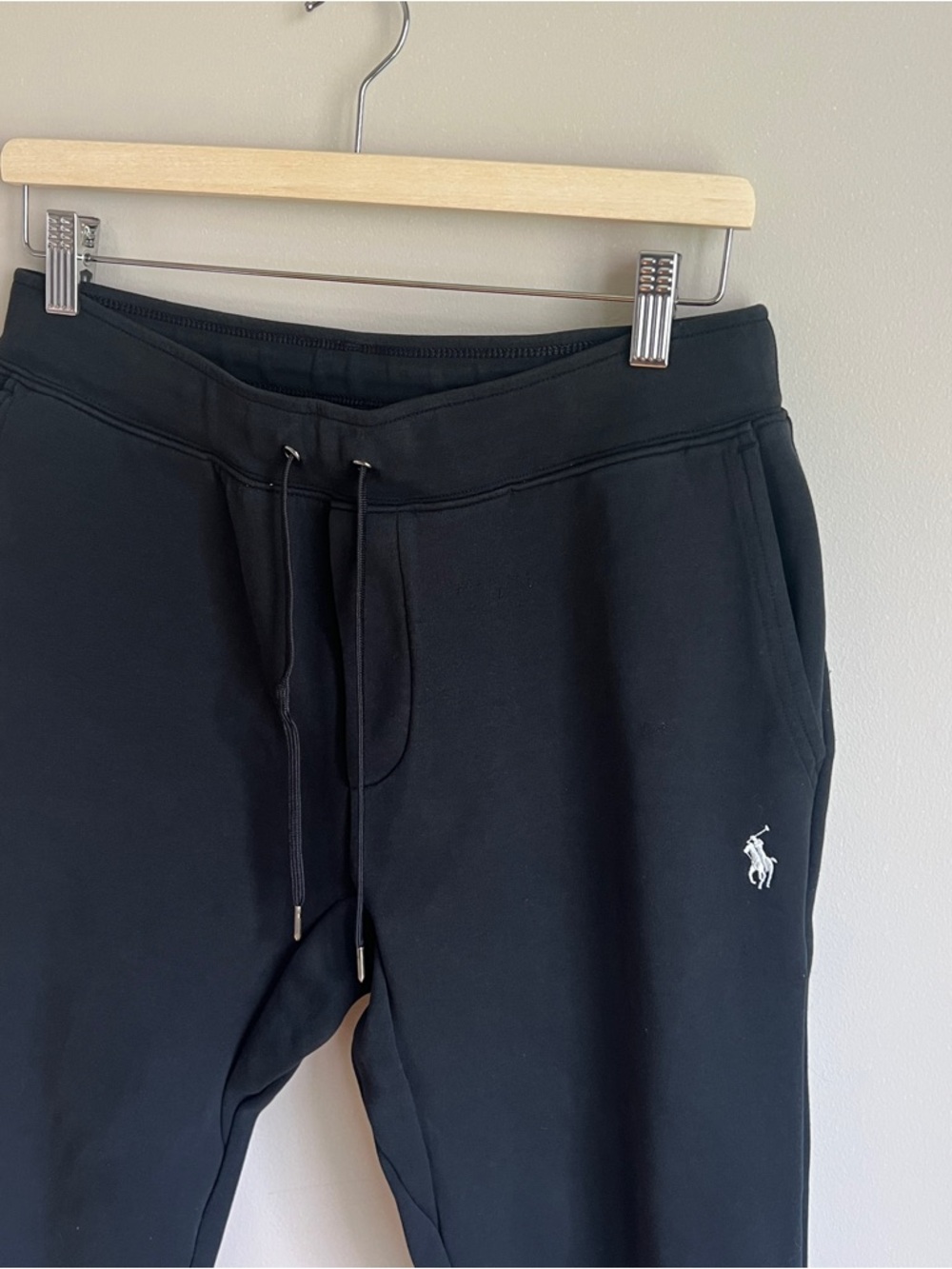 Polo Ralph Lauren Jogger Pants Mens Medium Black Double-Knit Drawstring Waist - Picture 2 of 8